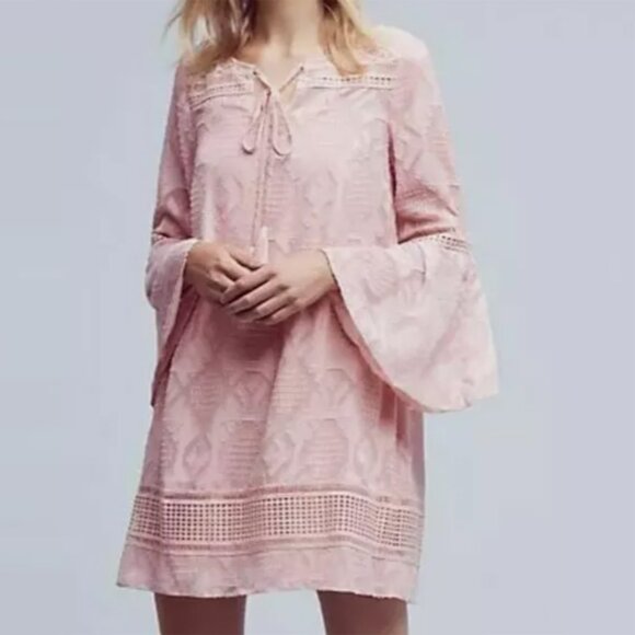 Anthropologie | Floreat Esme Pink Textured Tassel Dress - Picture 1 of 9